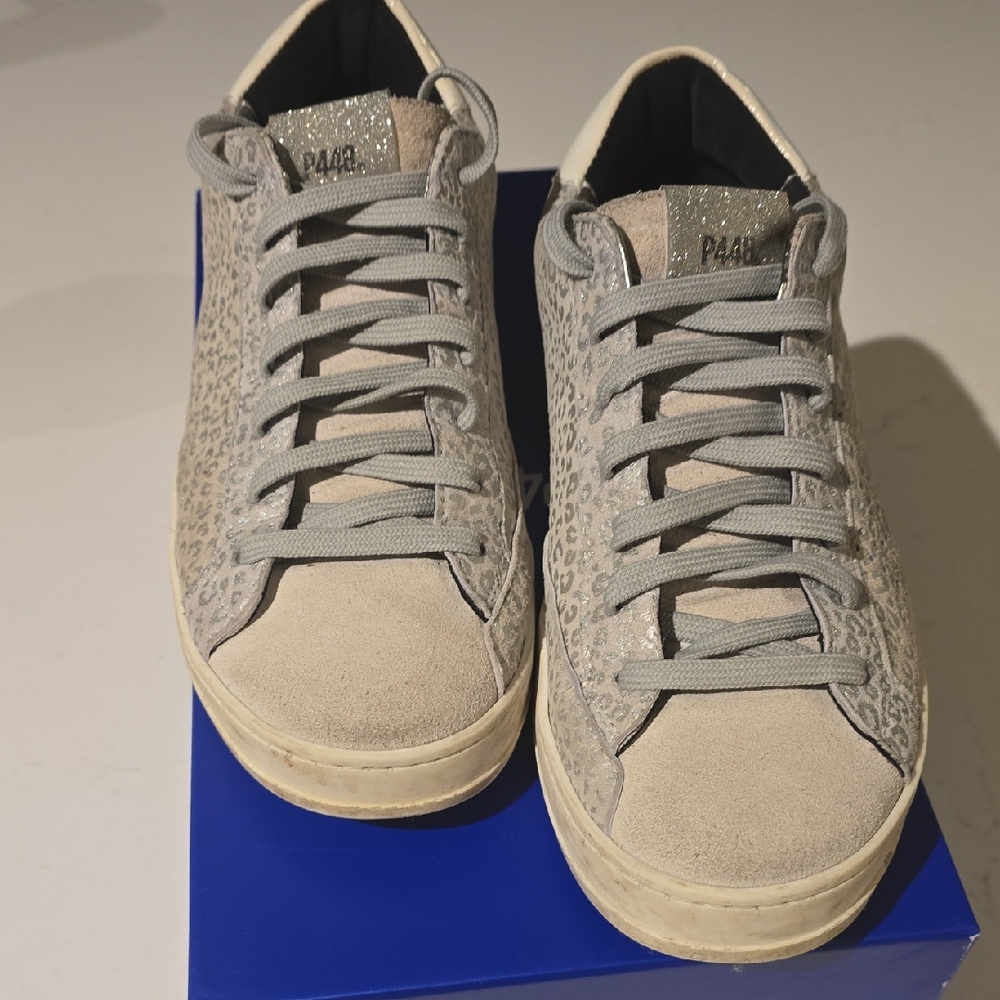 P448 Women's Gray Leopard Sneakers